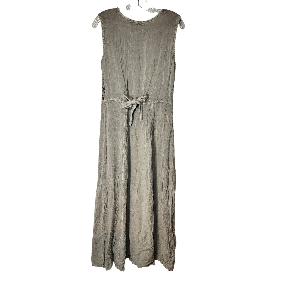 MPH Grey Floral Embroidered Sleeveless Maxi Dress Medium‎ Boho Hippie Grunge - Picture 2 of 10